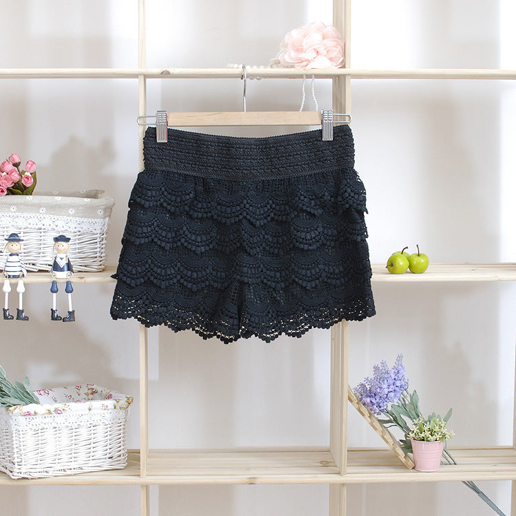 Lace Crochet Ruffle Hem Culottes Skorts (One Size) Feminé Luxé Exclusive Feminé Luxé