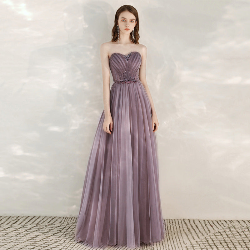 Elegant Purple Off-Shoulder Tulle Evening Gown Feminé Luxé