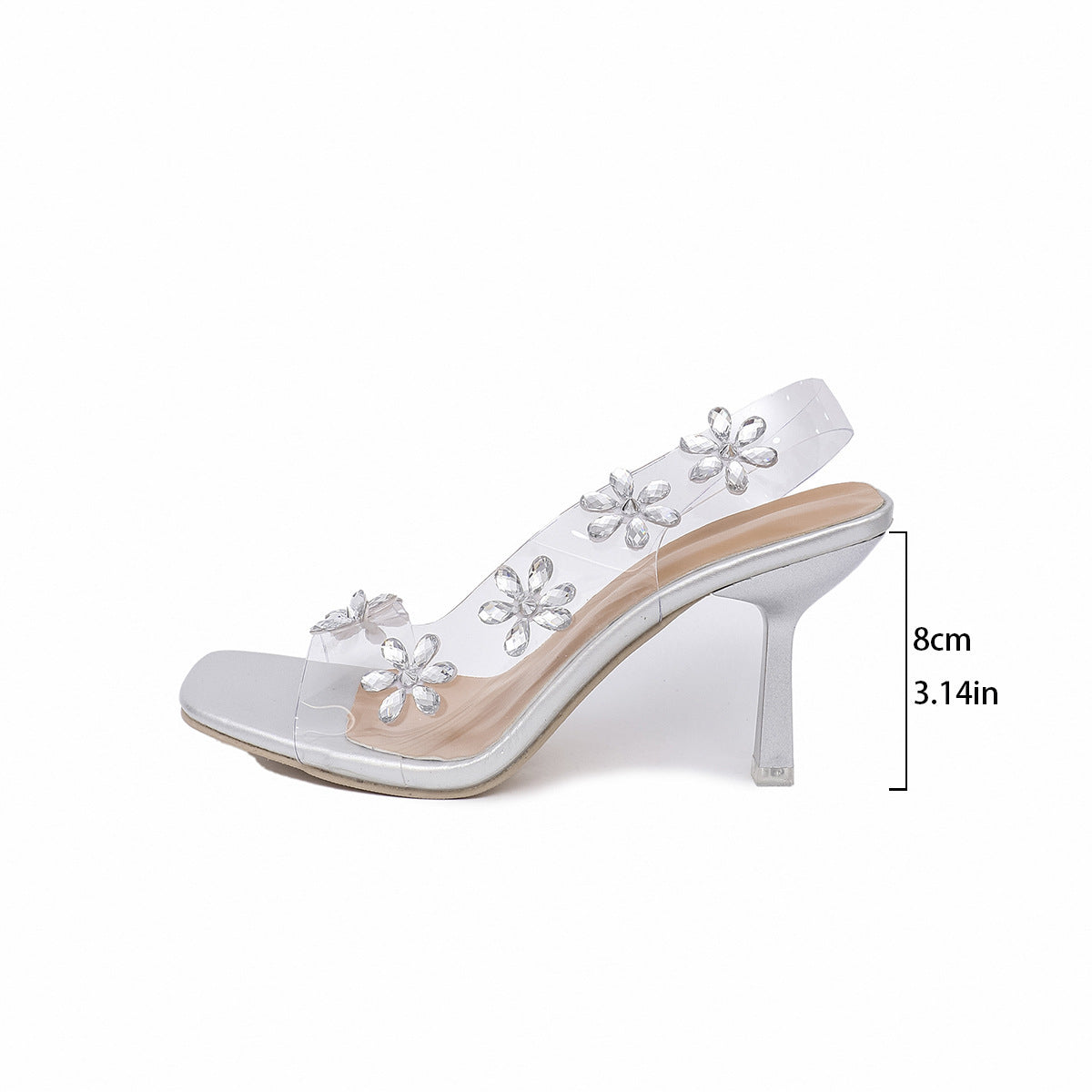 Cinderella Reimagined: The 'Crystal Bloom' Transparent Square-Toe Block Heels Feminé Luxé