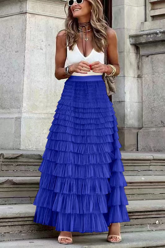 Feminé Luxé Exclusive The Grandeur Tiered Tulle Maxi Skirt for Women | High-Rise & Sculptural Volume Feminé Luxé