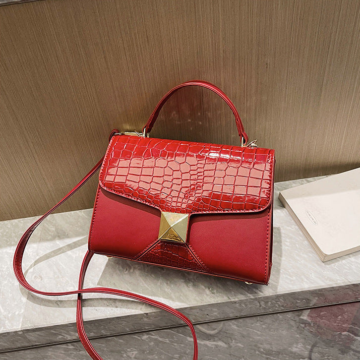 The Emerald Elegance: Premium Croc-Embossed PU Leather Mini Satchel | Day-to-Evening Shoulder Bag Feminé Luxé