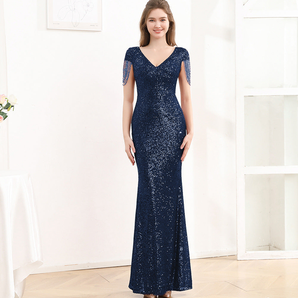 Sequined Slim Fit Long Evening Gown – Elegant Sparkling Formal Dress Feminé Luxé