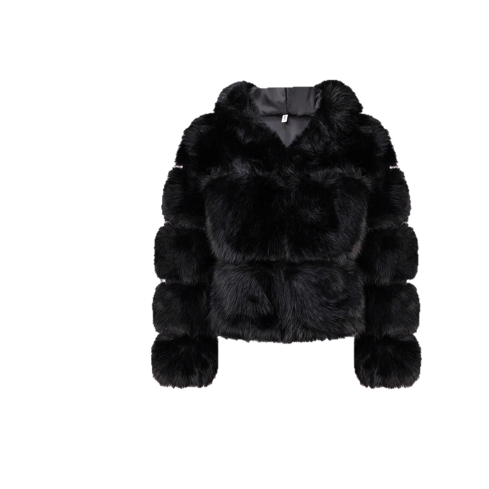 Statement Black Faux Fur Hooded Short Jacket Feminé Luxé