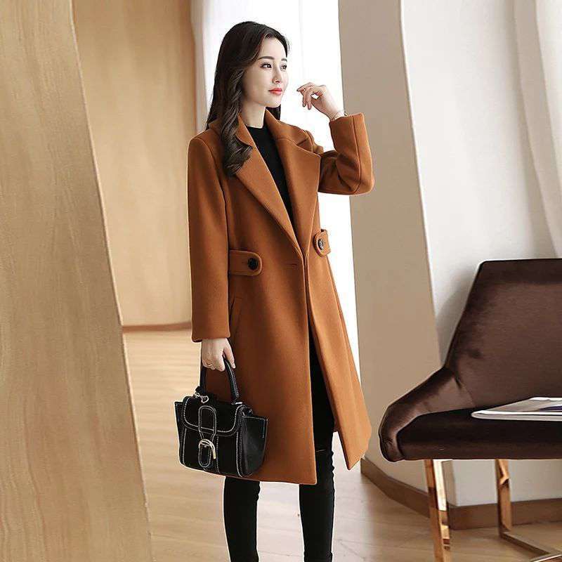 The Manhattan Overcoat: Slim-Fit Longline Wool Blend Coat Feminé Luxé