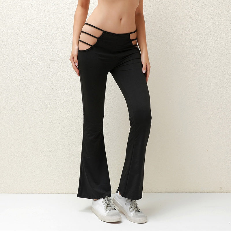 Street Luxé Hollow-Out High-Waist Flared Trousers Feminé Luxé