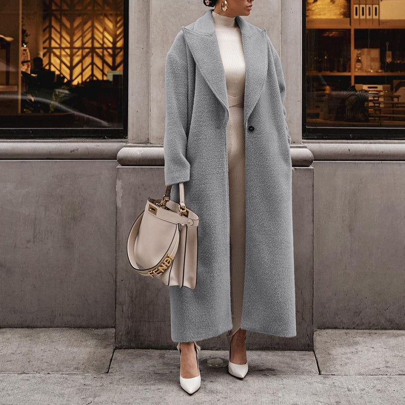 The Chic Teddy Coat: Longline Plush Lapel Jacket Feminé Luxé