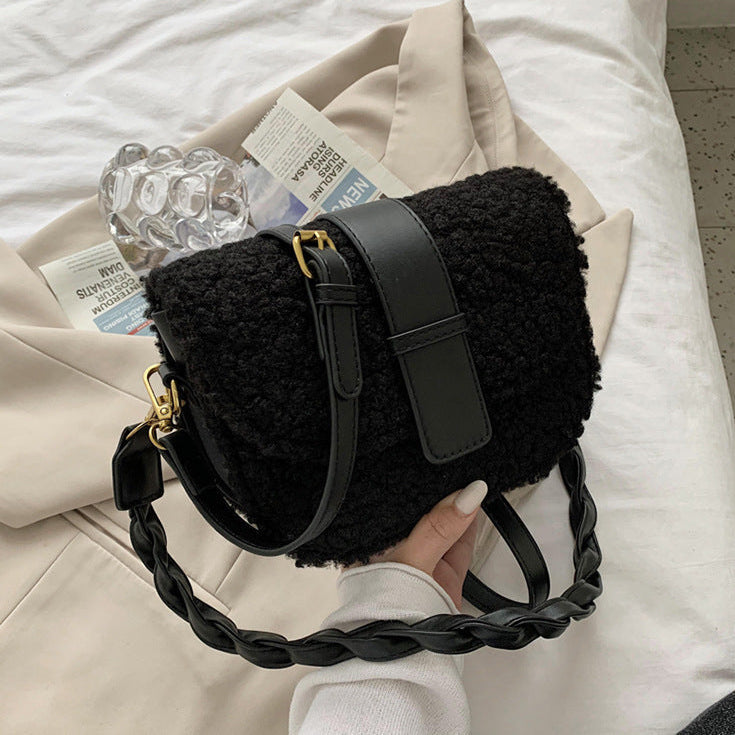 The Shearling Chic Saddle Bag – Faux Fur Street Style Convertible Shoulder Bag Feminé Luxé