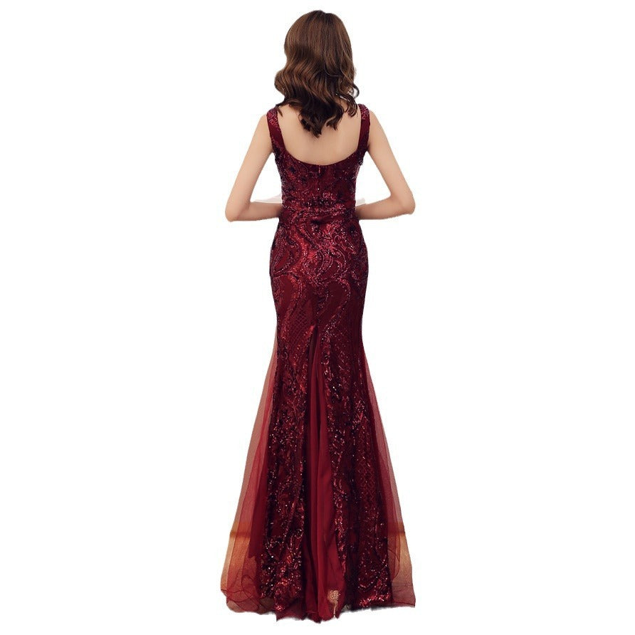Sequin Fishtail Evening Gown – Elegant Sling Party & Banquet Dress Feminé Luxé