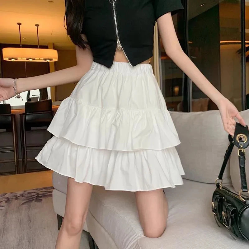 🍡 Sakura Bloom™ – Ruffled High-Waist Mini Skirt