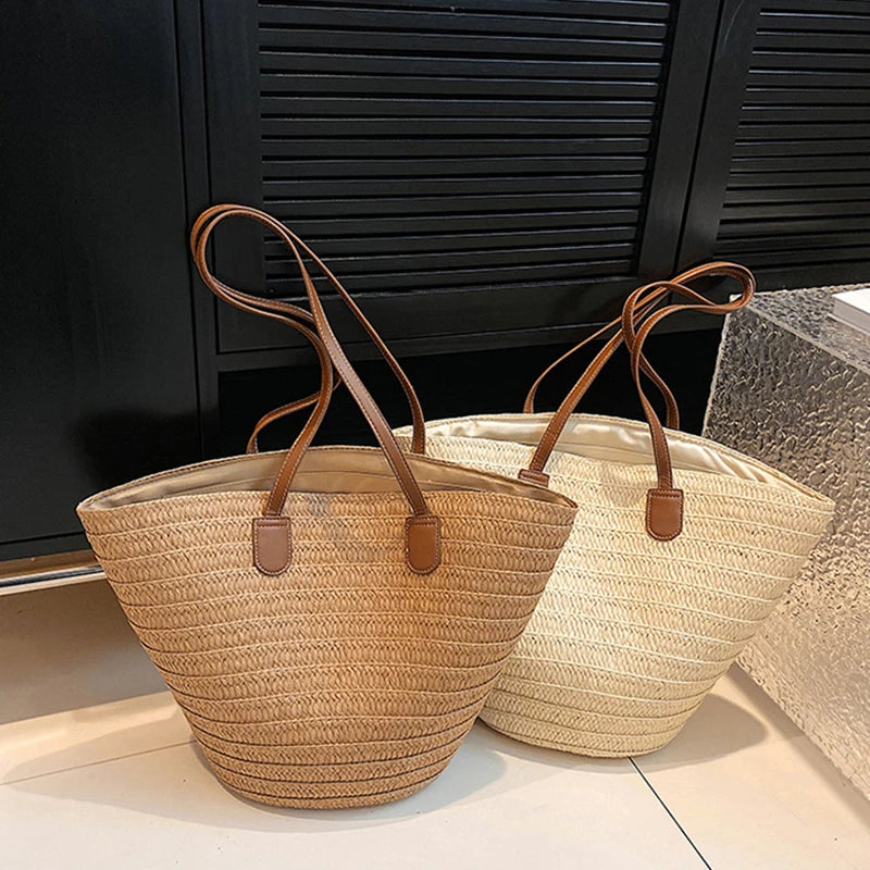 🌺 Bali Éternelle – Large Capacity Woven Straw Shoulder & Tote Bag
