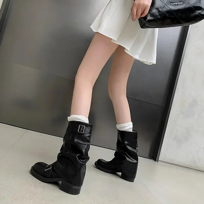 Feminé Luxé Exclusive – Étoile Buckle Leather Boots ✨👢