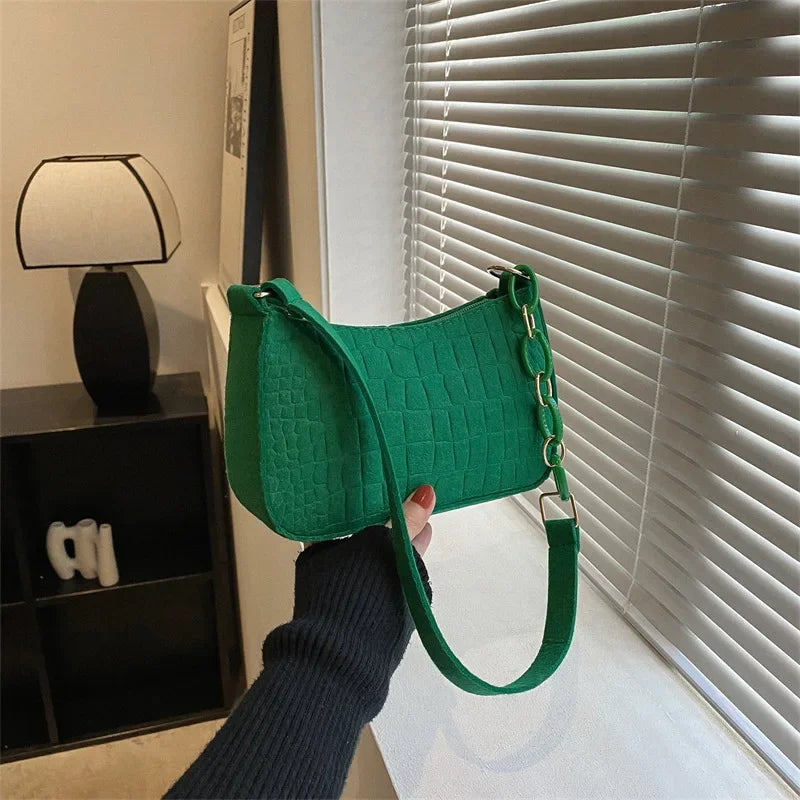 💎 Lune Douce – Soft Crescent Felt Shoulder Bag | Quiet Luxury & Effortless Chic 🌙