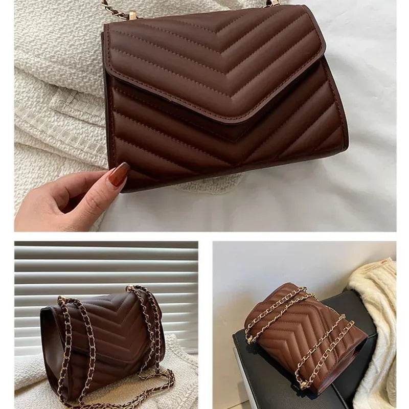 🤍 Feminé Luxé – Lumière Blanche Quilted Chain Shoulder Bag 💎