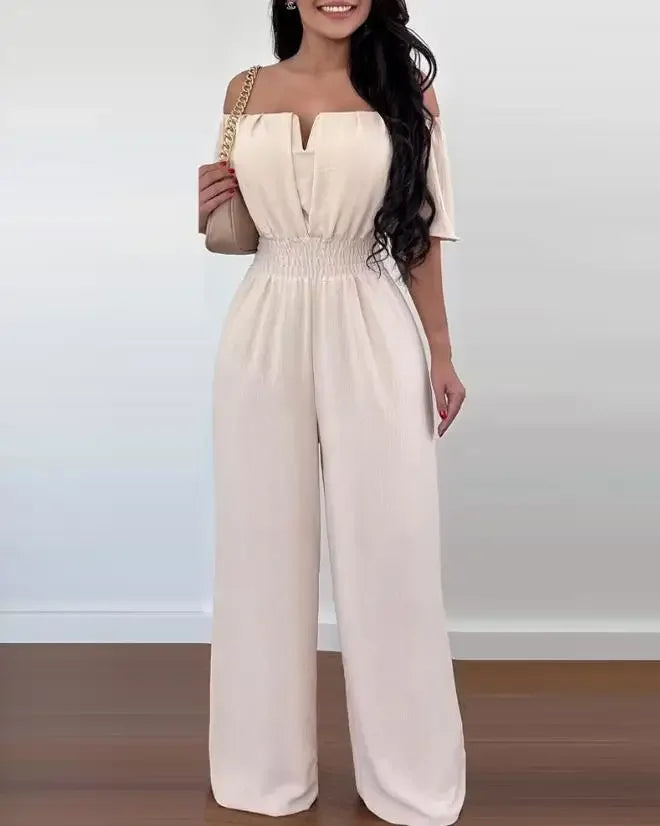 ☁️✨ The Cloud Whisper – Off-Shoulder Elegant Jumpsuit