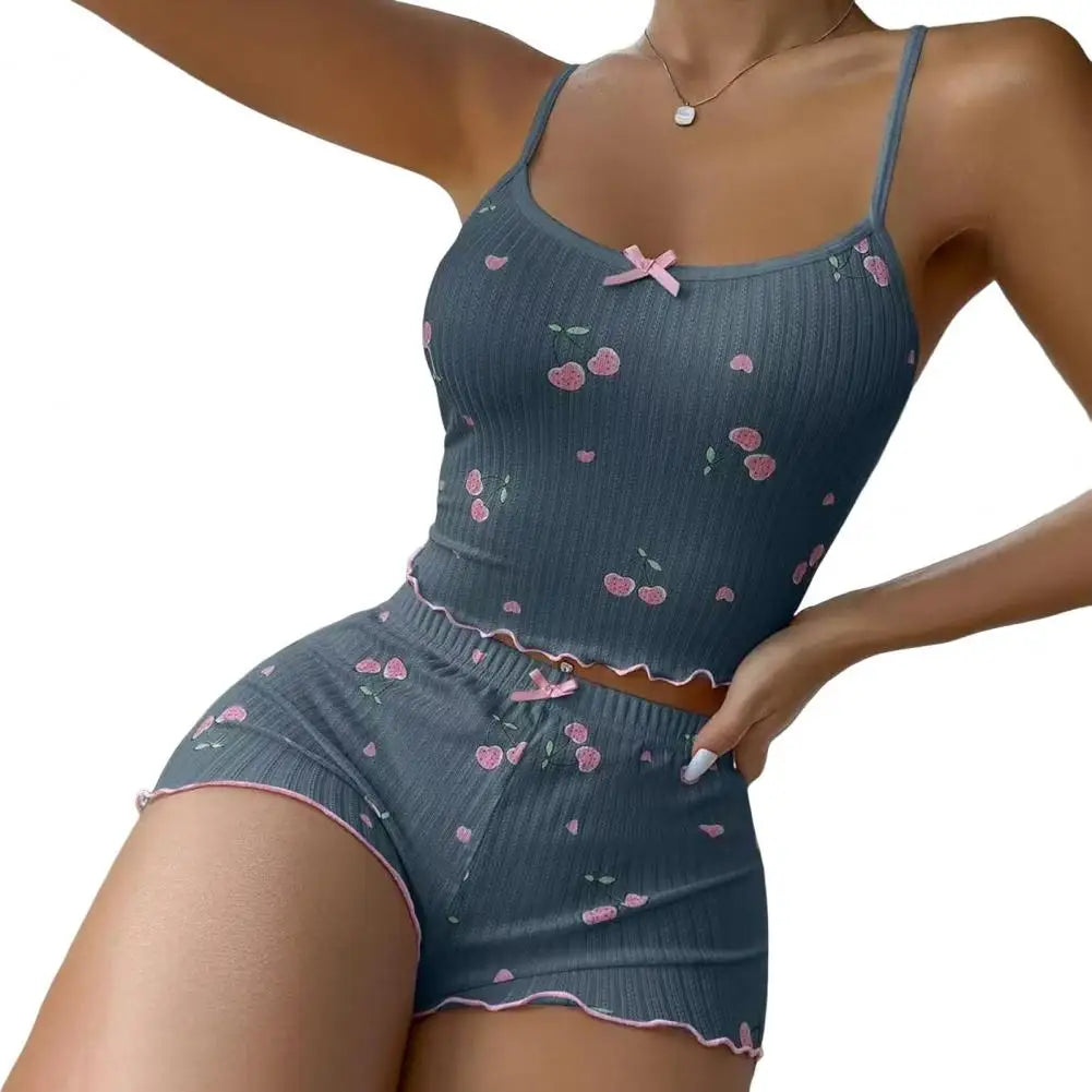 🍒 Feminé Luxé – Cerise Douceur Summer Loungewear Set 💎