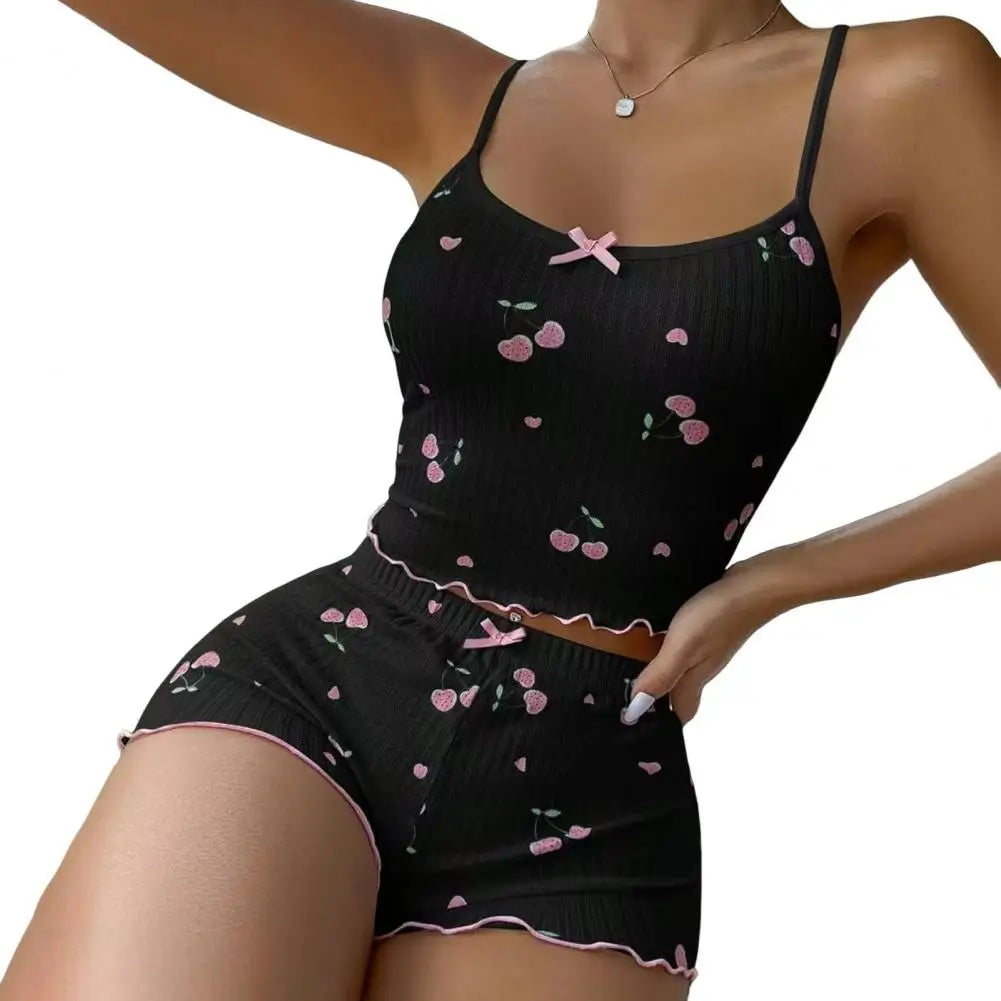 🍒 Feminé Luxé – Cerise Douceur Summer Loungewear Set 💎