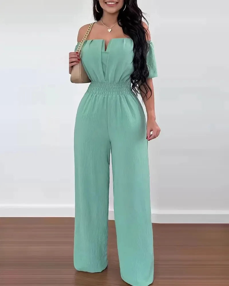 ☁️✨ The Cloud Whisper – Off-Shoulder Elegant Jumpsuit