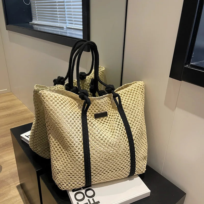 🌺 La Côte Élégante – Handcrafted Woven Straw Shoulder & Tote Bag