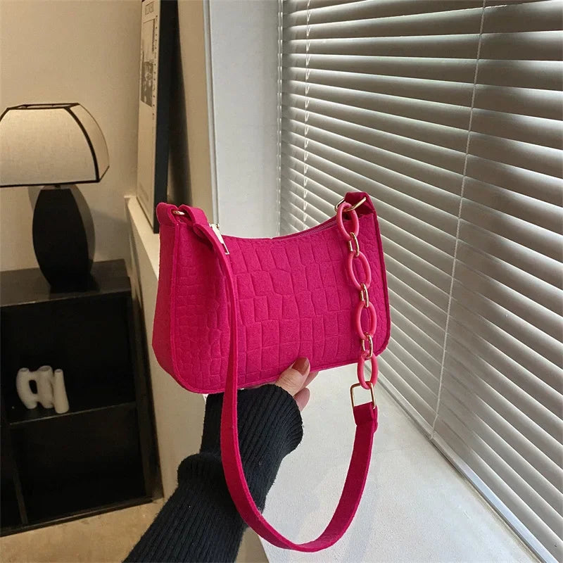 💎 Lune Douce – Soft Crescent Felt Shoulder Bag | Quiet Luxury & Effortless Chic 🌙