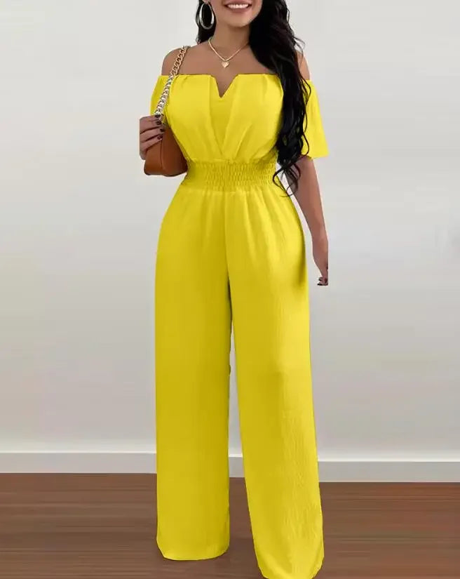 ☁️✨ The Cloud Whisper – Off-Shoulder Elegant Jumpsuit