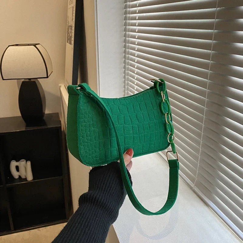 💎 Lune Douce – Soft Crescent Felt Shoulder Bag | Quiet Luxury & Effortless Chic 🌙