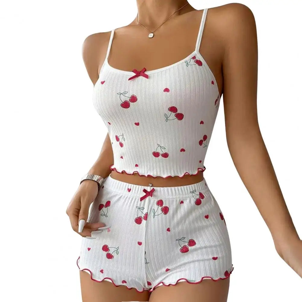 🍒 Feminé Luxé – Cerise Douceur Summer Loungewear Set 💎