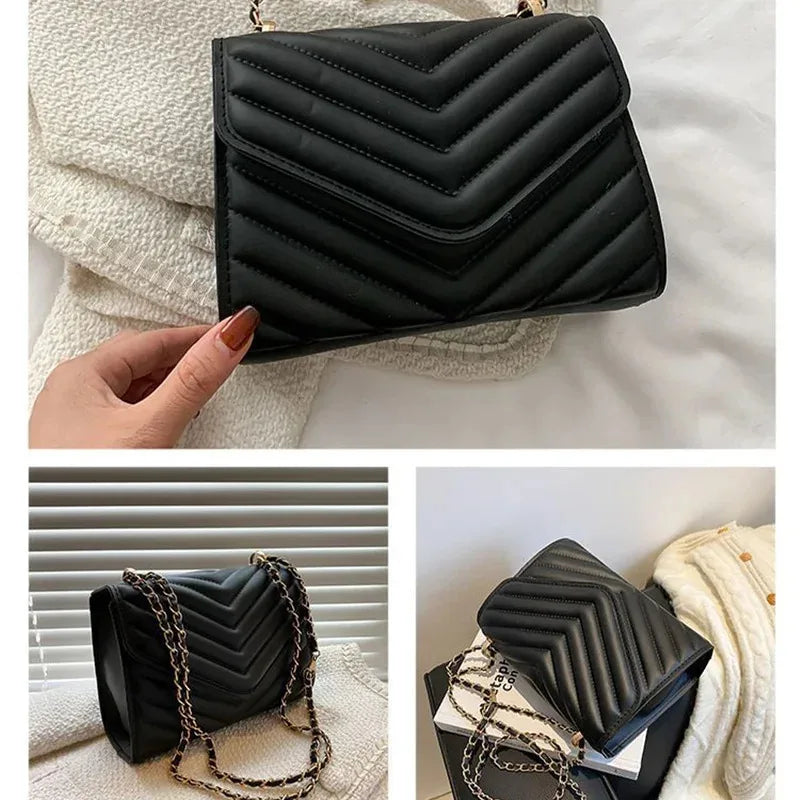 🤍 Feminé Luxé – Lumière Blanche Quilted Chain Shoulder Bag 💎