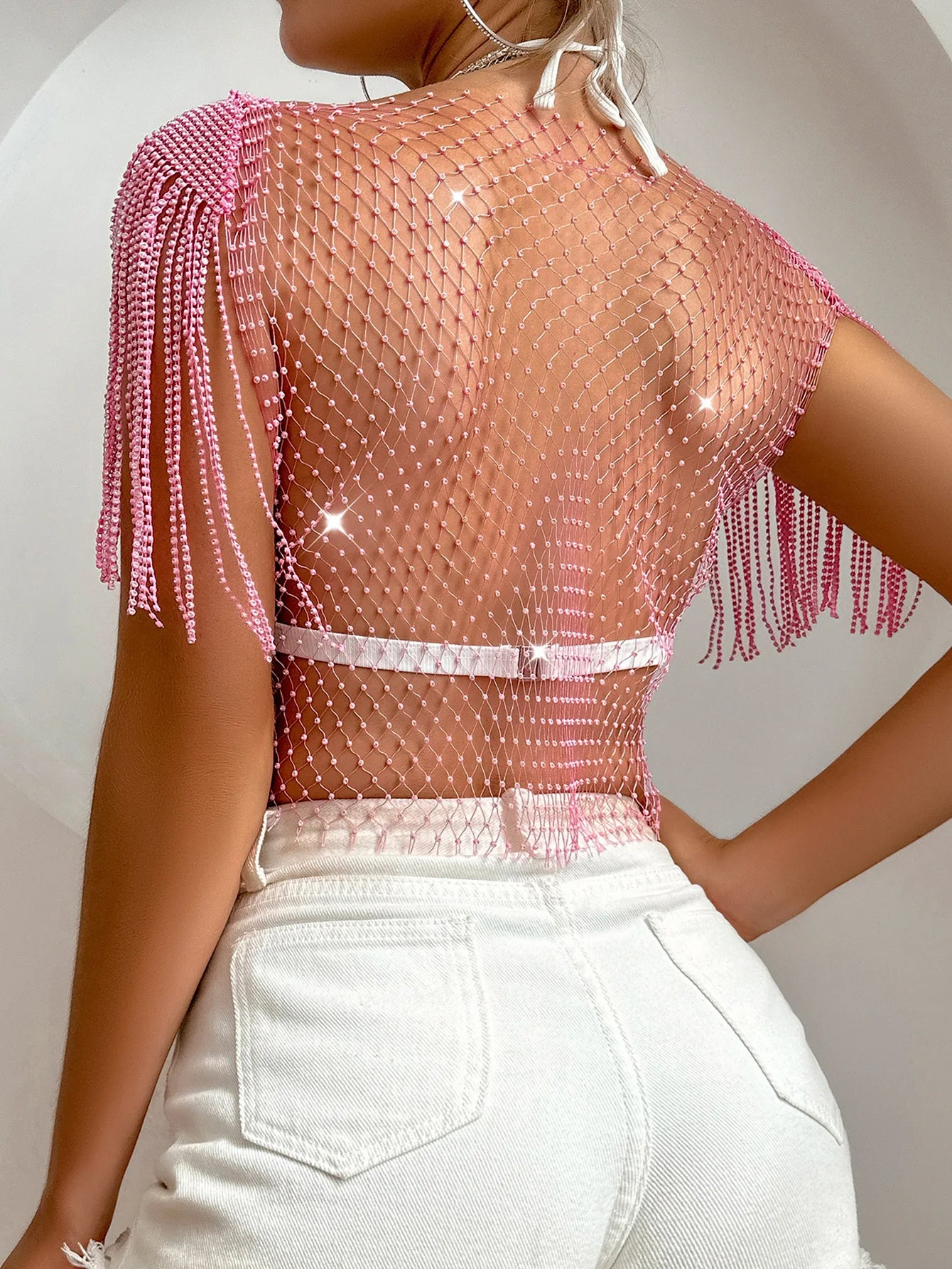 💎🔥 Crystal Dreams Crop – Rhinestone & Fringe Statement Top 🔥💎