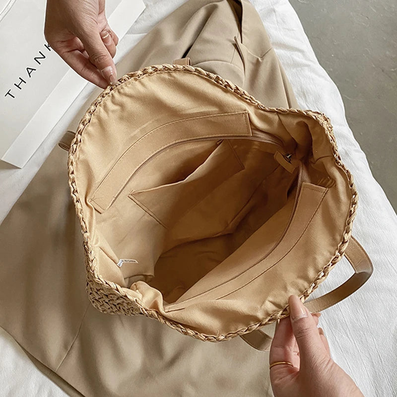 🌸 Fleur de Soleil – Round Woven Straw Shoulder & Tote Bag