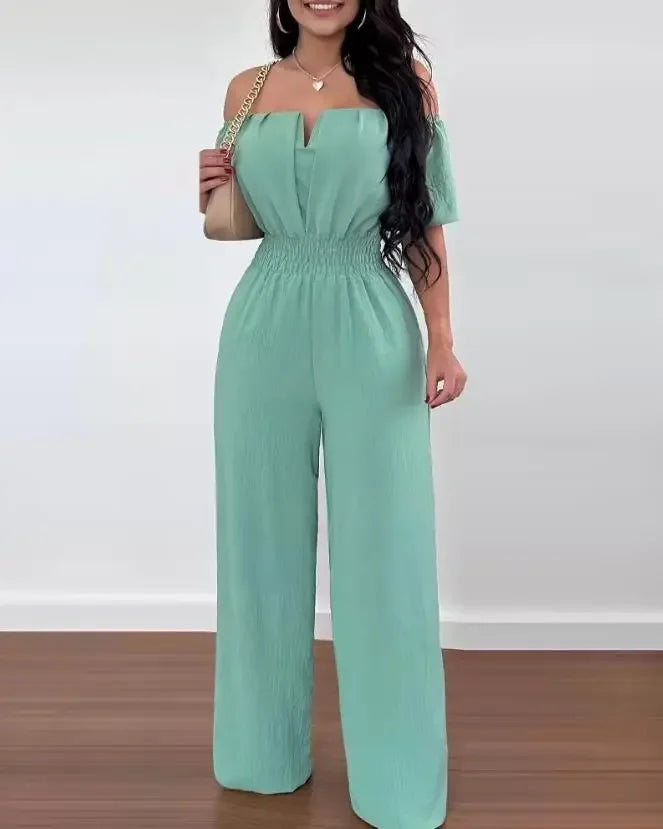 ☁️✨ The Cloud Whisper – Off-Shoulder Elegant Jumpsuit