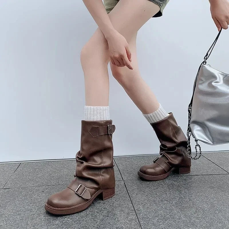 Feminé Luxé Exclusive – Étoile Buckle Leather Boots ✨👢