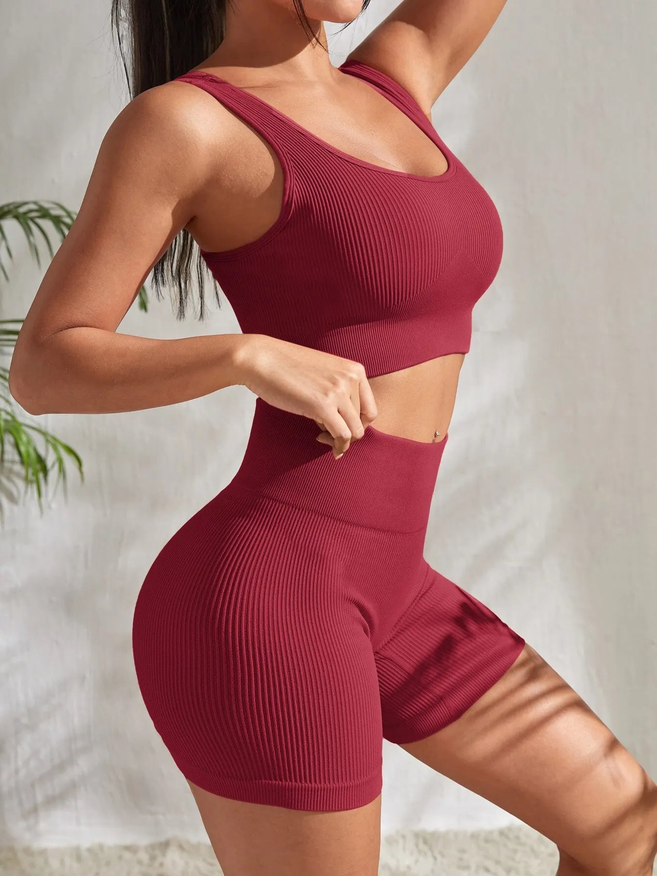 🏆 Power Curve Ribbed Set – High Waist Seamless Fitness Co-Ord