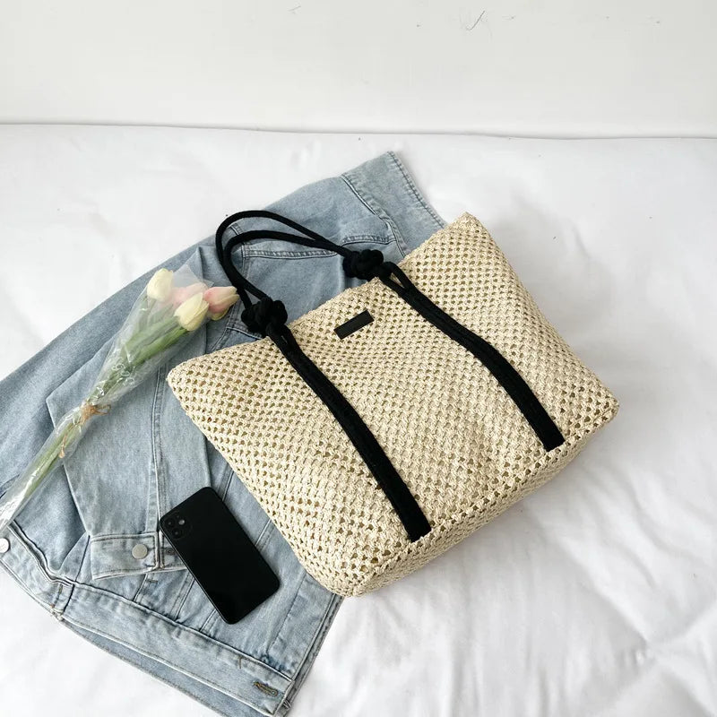 🌺 La Côte Élégante – Handcrafted Woven Straw Shoulder & Tote Bag