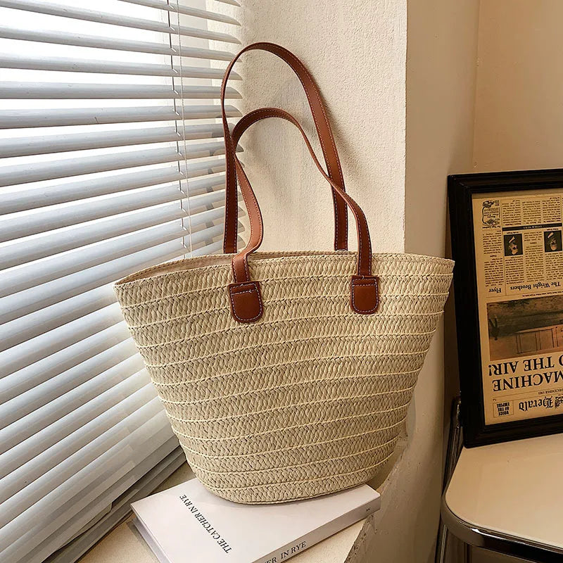 🌺 Bali Éternelle – Large Capacity Woven Straw Shoulder & Tote Bag