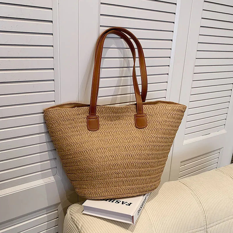 🌺 Bali Éternelle – Large Capacity Woven Straw Shoulder & Tote Bag