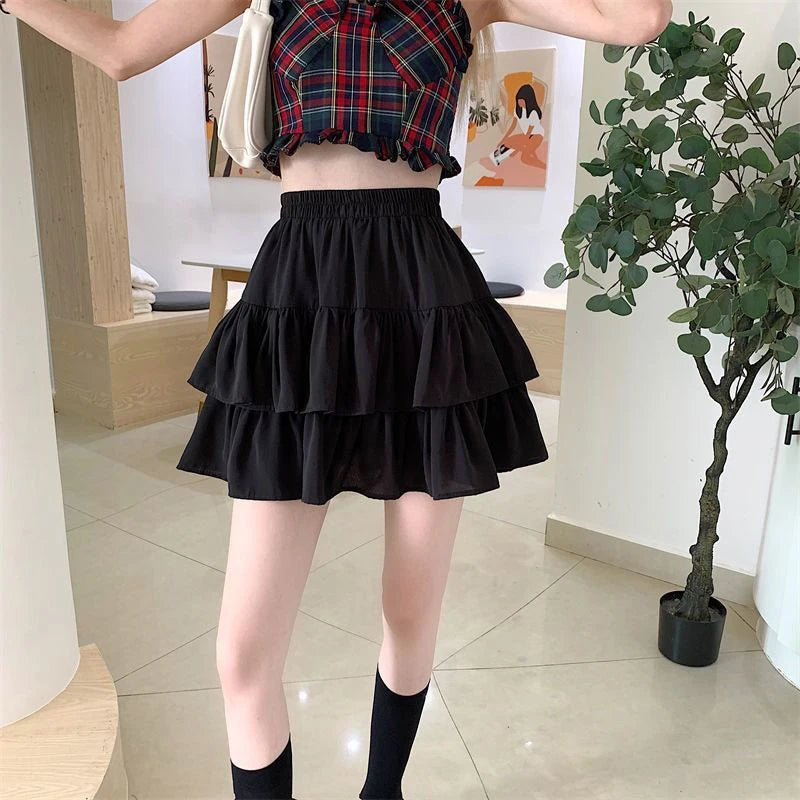 🍡 Sakura Bloom™ – Ruffled High-Waist Mini Skirt
