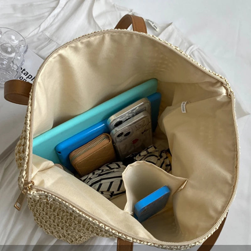 🌾 Belle Été Grande – Handcrafted Straw Maxi Tote Bag