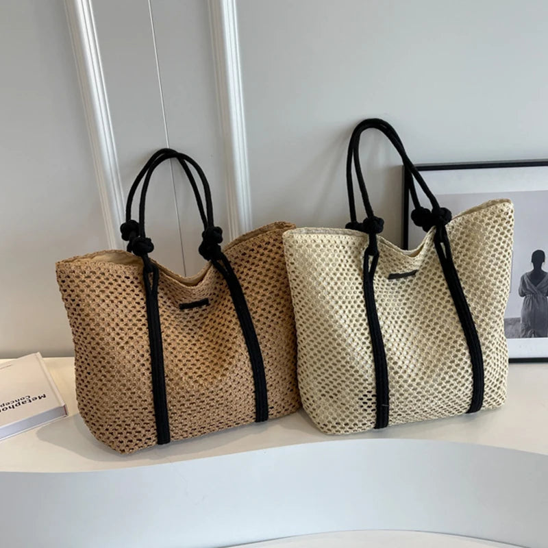 🌺 La Côte Élégante – Handcrafted Woven Straw Shoulder & Tote Bag