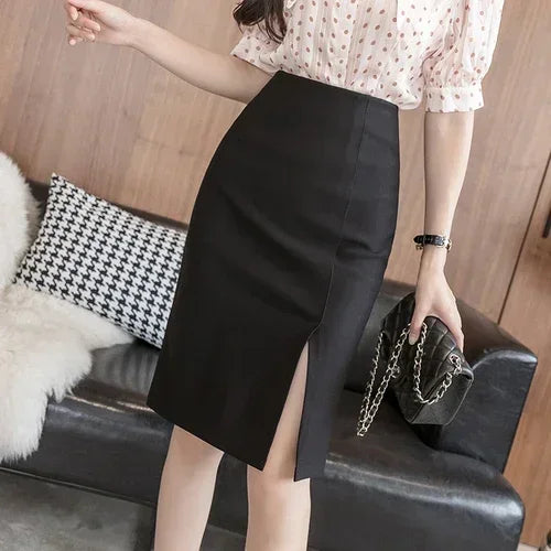 🖤 Noir Sculpt™ – High-Waist Bodycon Midi Skirt