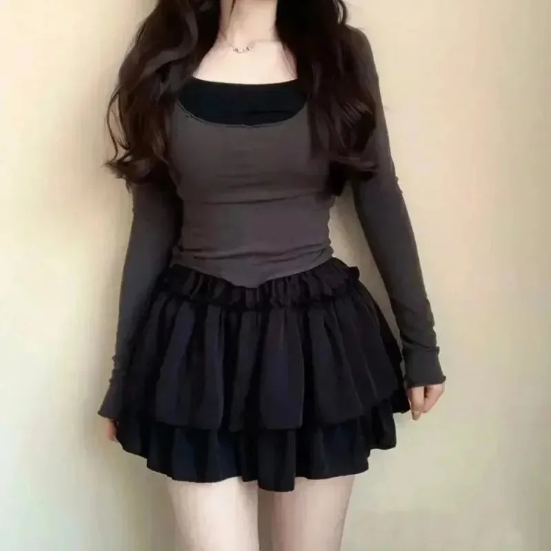 🍧 Cloud Dancer™ – Ruffled High-Waist Chiffon Mini Skirt
