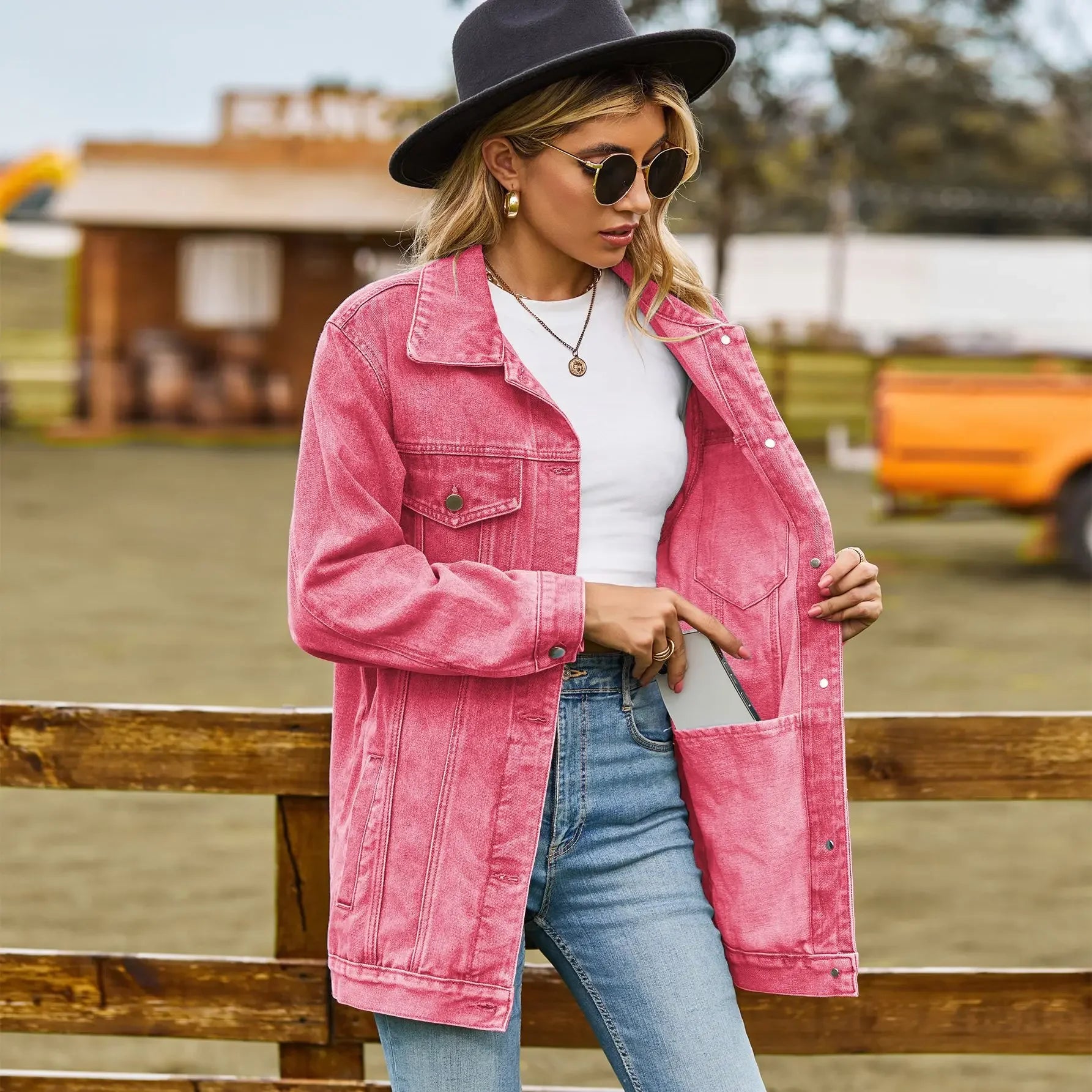 ✨ Midnight Streetlight – Oversized Long Denim Jacket 🌙
