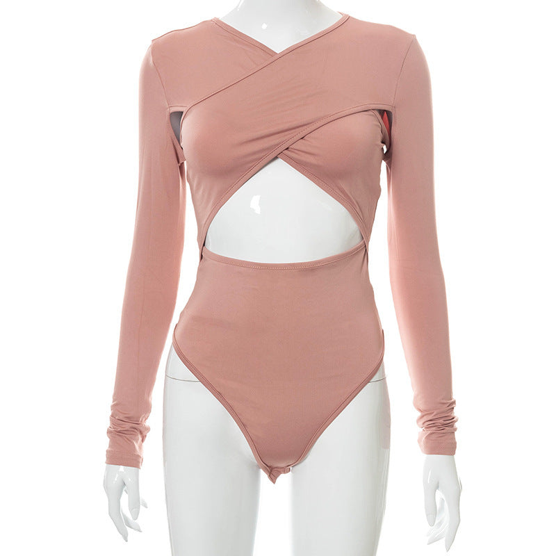 Ultra-Chic Long Sleeve Cross-Cutout Bodysuit Feminé Luxé