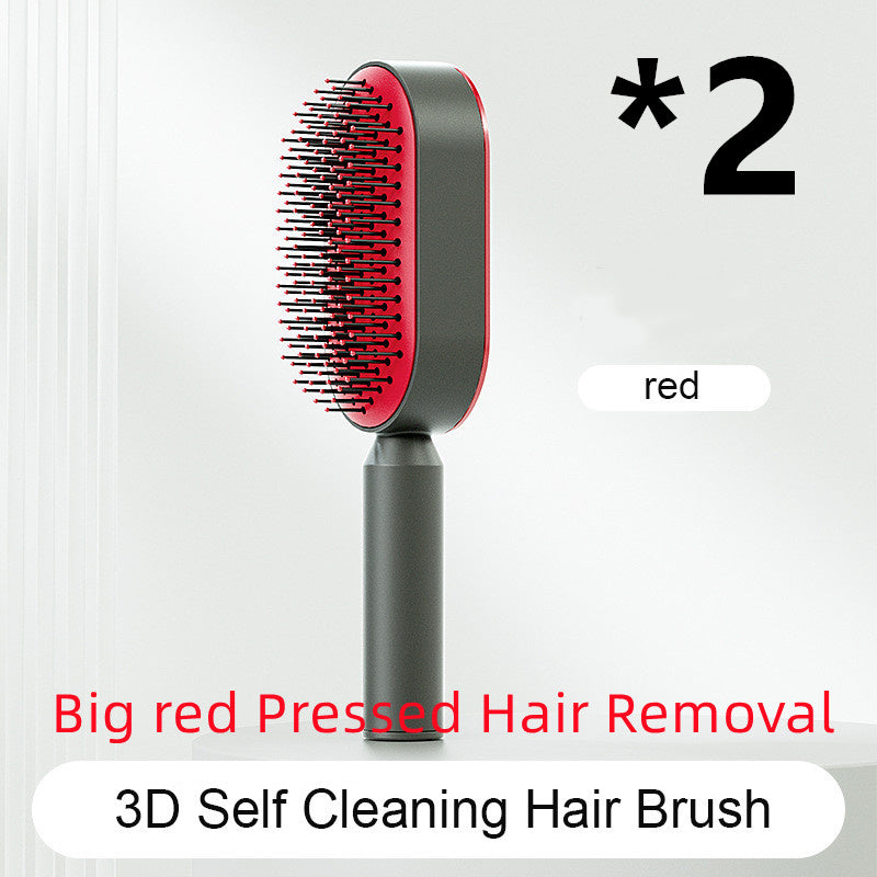 The Serenity Glide: One-Key Self-Cleaning Detangler & Scalp Massager Brush Feminé Luxé