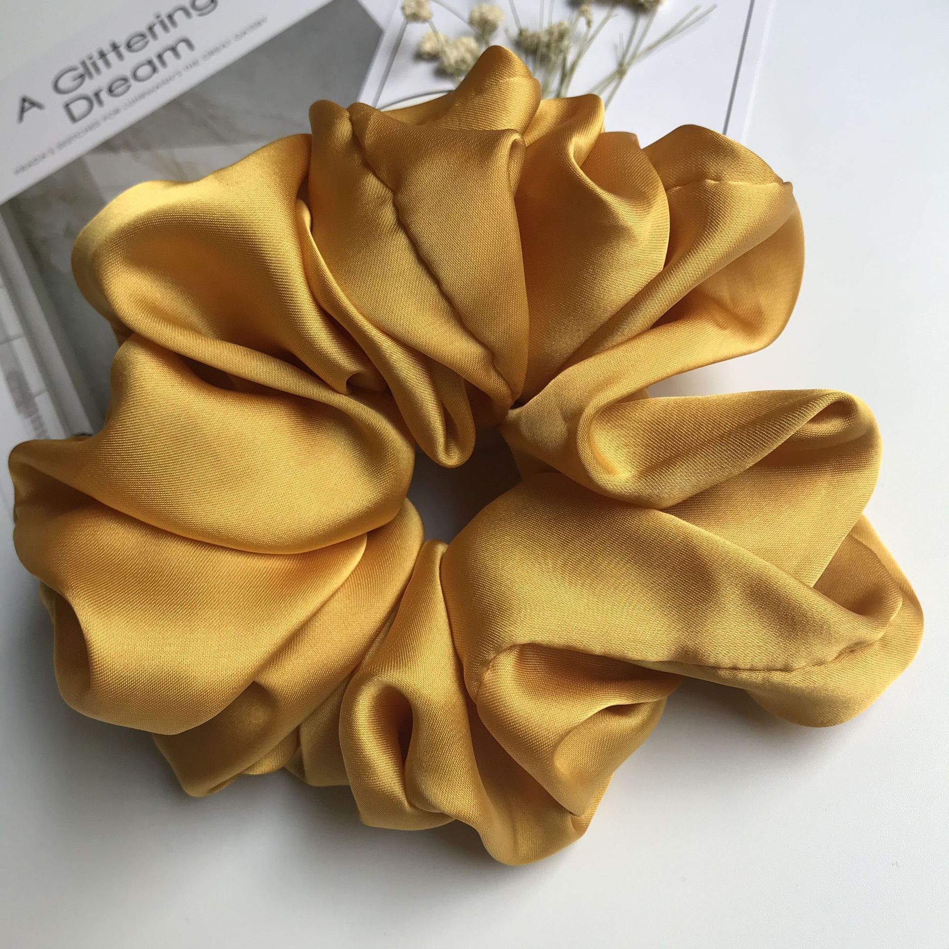 The Silk Grandeur Scrunchie: Oversized Luxurious Satin Hair Tie - Handcrafted Statement Accessory for Velvet Softness Feminé Luxé