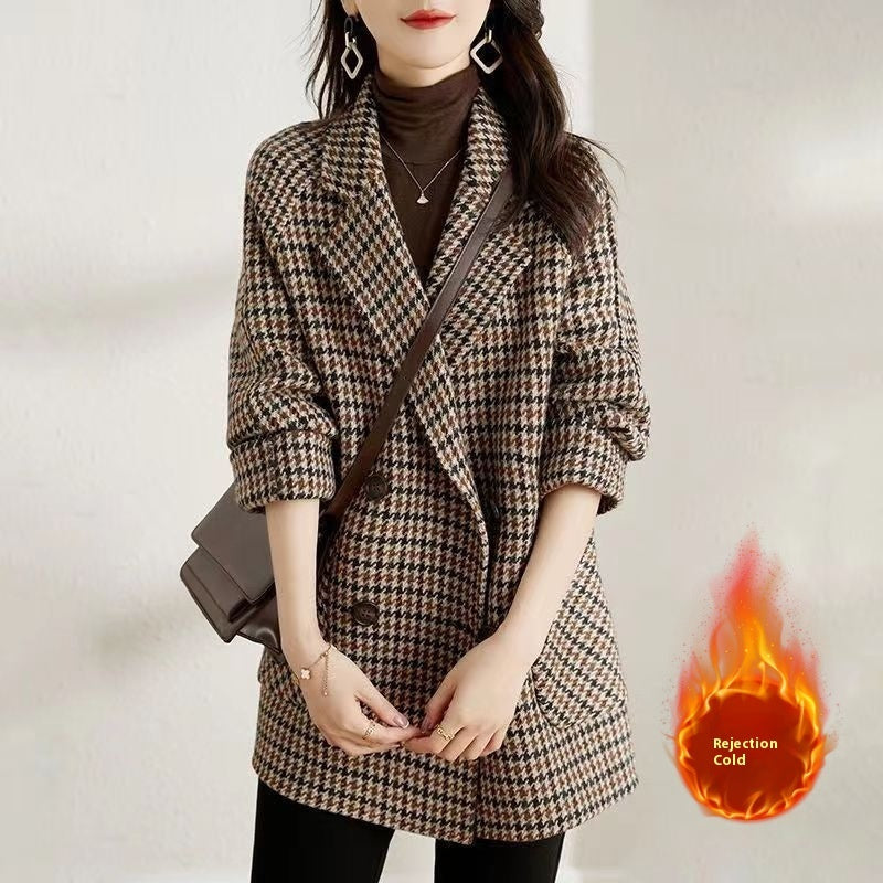 The Heritage Houndstooth Blazer: Luxe Double-Breasted Jacket Feminé Luxé