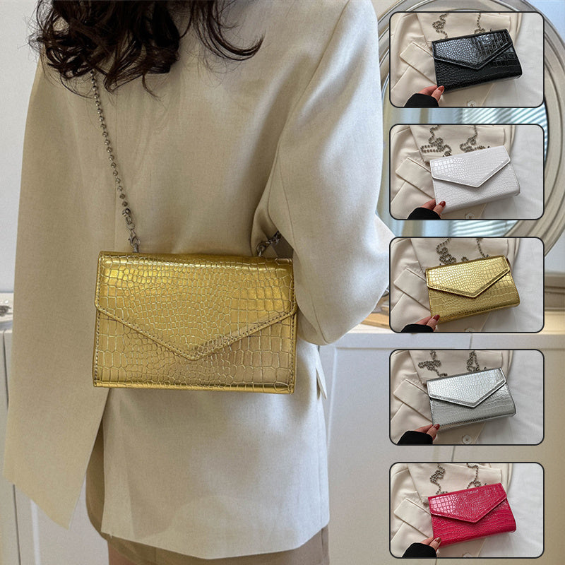 Elegant Simple Croc-Pattern Handbag - Chic Clamshell Crossbody Feminé Luxé