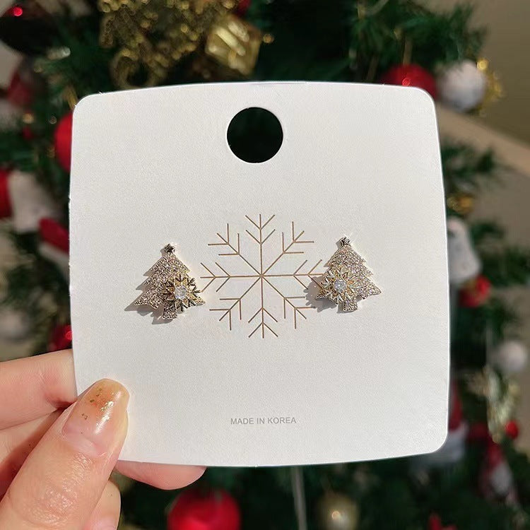 Festive Luxe Rotatable Crystal Tree Studs | Geometric Copper Earrings for Special Days Feminé Luxé