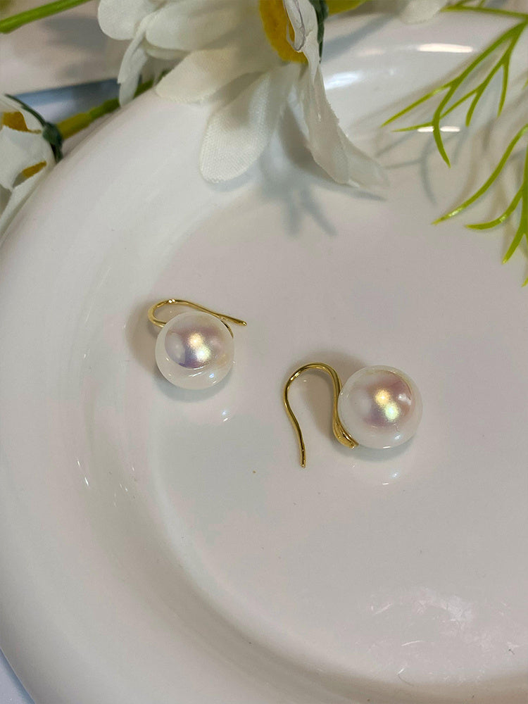 18K Gold Plated Simple Pearl Drop Earrings Feminé Luxé
