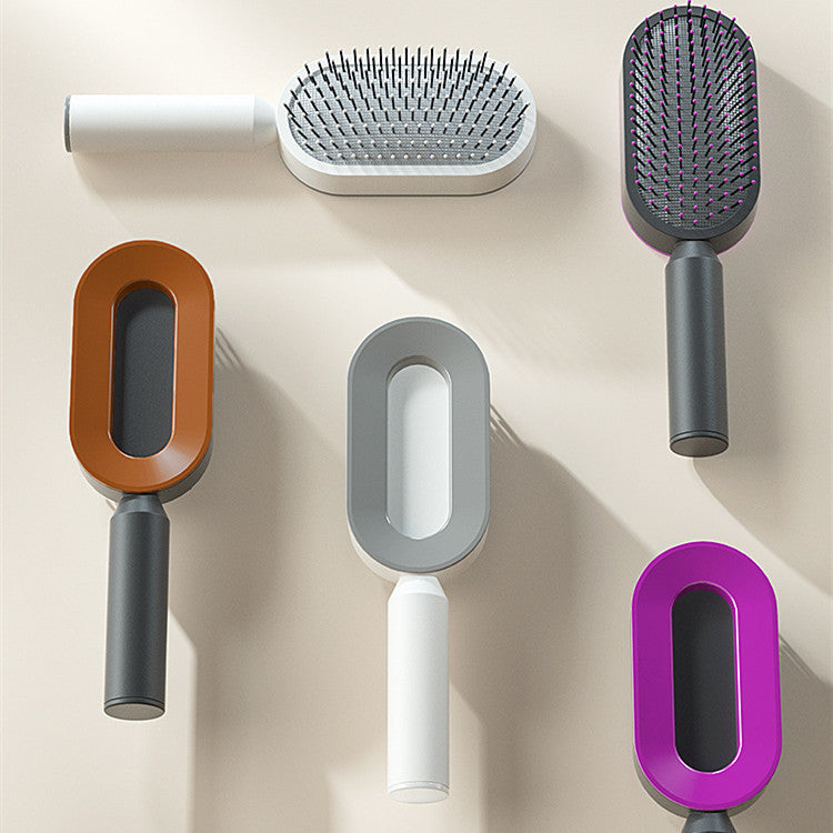 The Serenity Glide: One-Key Self-Cleaning Detangler & Scalp Massager Brush Feminé Luxé