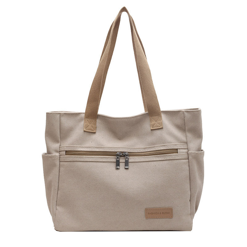 Casual Canvas Shoulder Tote Bag – Street Style Contrast Color Daily Bag Feminé Luxé
